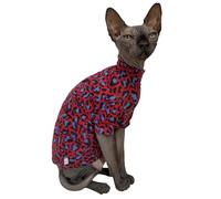 T-Shirt en Coton édition limitée Sphynx Cat - Sweat-Shirt sans Poils pour Chat - Vêtements à col Rond pour Chaton - Vêtements pour Chats et Petits Chiens, léopard, Taille L (3,5 à 4,5 kg)