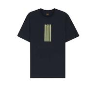 T-shirt en coton marine à coupe droite pourvu d'un col rond côtelé S