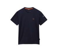 T-shirt en coton marine uni avec un col rond et une coupe droite L