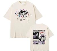 T-Shirt en Coton Olivia Rodrigo Vampire Guts T-Shirt Imprimé Double Face Hommes Femmes Mode Rétro Streetwear Hommes Hip Hop T-Shirt Surdimensionné XS-3XL-Black||XS