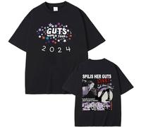 T-Shirt en Coton Olivia Rodrigo Vampire Guts T-Shirt Imprimé Double Face Hommes Femmes Mode Rétro Streetwear Hommes Hip Hop T-Shirt Surdimensionné XS-3XL-Black||XS