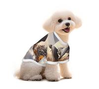 T-shirt en coton pour chien et chat - Art mat axé sur les éléphants - Gilet d'été respirant pour petits chiens, débardeur doux pour chiot, vêtements légers pour animaux de compagnie, taille L
