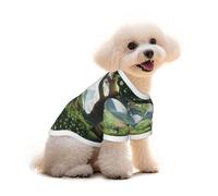 T-shirt en coton pour chien et chat - Chemin de fleurs - Gilet d'été respirant pour petits chiens, débardeur doux pour chiot, vêtements légers pour animaux de compagnie, taille S