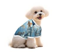 T-shirt en coton pour chien et chat - Cité flottante des écoles de poissons dans les nuages Gilet d'été respirant pour petits chiens, débardeur doux pour chiot, vêtement léger pour animaux de