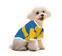 T-shirt en coton pour chien et chat - Drapeau suédois - Gilet d'été respirant pour petits chiens - Débardeur doux pour chiot - Vêtements légers pour animaux de compagnie - Taille S