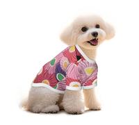 T-shirt en coton pour chien et chat - Motif fleurs roses - Gilet d'été respirant pour petits chiens - Débardeur doux pour chiot - Vêtement léger pour animal domestique -