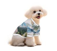 T-shirt en coton pour chien et chat - Rendu 3D des paysages tropicaux - Gilet d'été respirant pour petits chiens, débardeur doux pour chiot, vêtement léger pour animaux de compagnie, taille M