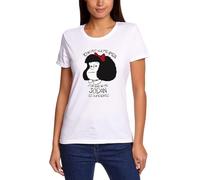 T-shirt en coton pour femme, motifs Mafalda, manches courtes, col rond, blanc, Amour nœud rouge, M