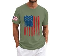 T-shirt en coton pour homme - Haut d'entraînement du 4 juillet - Drapeau américain américain - Jour de l'indépendance patriotique - Chemisier à manches courtes en pur coton pour l'intérieur et
