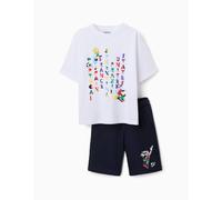 T-shirt En Coton + Short Avec Looney Tunes Blanc 7/8A