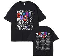T-Shirt en Coton Unisexe Rétro Surdimensionné T-Shirt Olivia Rodrigo Guts Concert T-Shirt Hommes Femmes Été Col Rond Coton T-Shirt XS-3XL-Black||XS