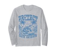 T-shirt en forme de tortue Save Sea Life Protect Our Ocean Surf Beach Nature Manche Longue