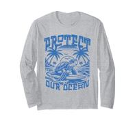 T-shirt en forme de tortue Save Sea Life Protect Our Ocean Surf Beach Nature Manche Longue