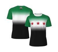T-shirt en jersey, drapeau syrien 1932-1963, impression 3D dégradée pour Ru
