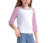 T-shirt en jersey raglan pour enfants - Options de taille pour tout-petits et jeunes, design à manches 3/4, convient pour un port uniforme, tissu en jersey doux pour un confort tout au long de la