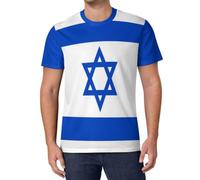 T-Shirt en Mesh avec Drapeau D'Israël, Esprit du Patriotisme Coupe Ample Manches Courtes Idéal pour La Course à Pied, Le Cyclisme, Le Football, Le Tennis Et Le Fitness