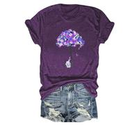 T-shirt en mousseline avec inscription « I Will Remember for You » pour femme, lilas, S