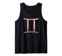 T-Shirt en Or Rose avec Symbole du Zodiaque des Jumeaux Gémeaux Débardeur