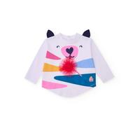 T-shirt enfant à manches longues avec imprimé animalier et détails en 3d blanc 7A
