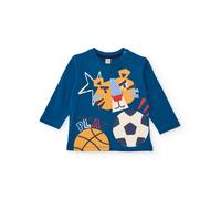 T-shirt Enfant À Manches Longues Avec Imprimé De Tigre Et Ballons Bleu 6A
