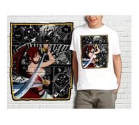 T-shirt enfant blanc - Fairy Tail - Taille 8-10 ans - Col rond - 100% polyester touché coton 8-10 ans