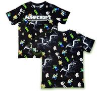 T-shirt enfant Creeper Minecraft - T-shirt garçon noir en coton avec imprimé officiel - T-shirt enfant gadget Minecraft - Idée cadeau pour les amateurs de jeux vidéo, Noir , 6 ans