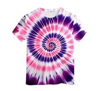T Shirt Enfant Fille- tie-Dye Fluo pour Enfants garçons et s Style Hippie Taille 6 à 16 Ans (Purple 4-5 Years)