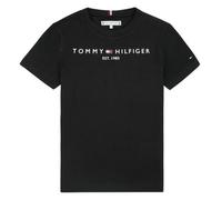 Tommy Hilfiger T-Shirt Manches Courtes Enfant Unisexe Essential Tee Col Ras-du-Cou, Noir (Black), 10 Ans