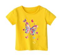 T Shirt Enfant Fluo, à Manches Courtes et col Rond et décontracté et Ample (Yellow 4-5 Years)