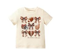 T Shirt Enfant Garcon 8 Ans,T-Shirts pour Filles Chemise à Manches Courtes pour Le Jour du Match pour Tout-Petits Saison De Football Enfants NœUd Hauts Couette