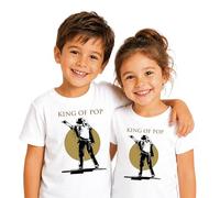 T-Shirt Enfant Garçon Fille Michael Jackson Gold Officiel, Tee Shirt Iconique Pop Vintag, Idée Cadeau Fan Musique Années 80 Taille 6 a12 Ans (FR/ES, Âge, 6 Ans, Taille Normale, Blanc)