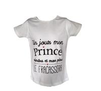 T-Shirt enfant - GENERIQUE - Un jour mon prince viendra - Blanc - Fille - Manches courtes 9-11 ans