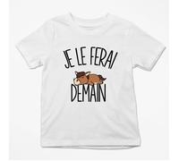 T-shirt Enfant - Je le ferai Demain - Cheval Poney - Blanc - Manches courtes - Regular 4 ans