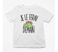 T-shirt Enfant - Je le ferai Demain - Dinosaure - Blanc - Manches courtes - Regular 4 ans