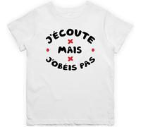 T Shirt Enfant J'écoute mais j'obéis Pas | Cadeau Humour Enfant Anniversaire baptème Original Rigolo Humoristique