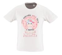 T-Shirt Enfant - Juliette - Collection Cet Adorable Petit être - Blanc - Manches courtes - Col arrondi 4 ans