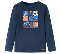 T-shirt enfant manches longues imprimé match de football bleu marine - VIDAXL - Tailles 92 à 140 92 cm
