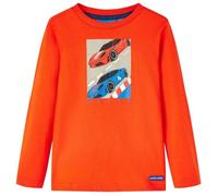 T-shirt enfant manches longues imprimé voiture de course - VIDAXL - Orange vif - Respirant - Tailles 92 à 140 128 cm