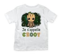 T-shirt Enfant - Marvel - Je s'appelle Groot - Blanc - Manches courtes - Col arrondi 2 ans