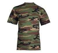 Mil-Tec T-shirt enfant Woodland - camouflage, col rond, manches courtes, 100% coton XL 14 ans