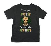 T-shirt Enfant Planetee - Je ne suis pas Petit Je s'appelle Groot - Marvel - Manches courtes - Noir 2 ans