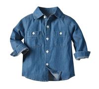 T-Shirt Enfant - Polo Garcon uni Manches Longues Chemise à col Boutonné Unie Classics Chemise Sweat Shirt Children's Enfants Col Haut Respirant t-Shirts Casual t-shirts pour garçons et filles