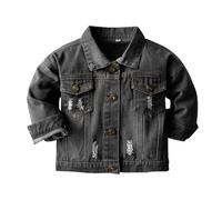 T-shirt enfant sac top manteau bouton denim duvet bébé enfant veste jean tout-petit garçon fille manteau et veste handball, Noir , 6-7 ans