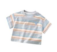 T-Shirt Enfant - T-Shirt décontracté à Manches Courtes pour garçon Motif rayé Tissu Respirant et Doux pour Un Confort Quotidien de la Naissance à l'adolescence