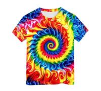 T Shirt Enfant Tee 14 Ans Garçon- tie-Dye Fluo pour Enfants garçons et s Style Hippie Taille 6 à 16 Ans (Orange 12-13 Years)