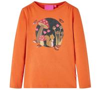 vidaXL T-Shirt Enfants à Manches Longues, Vêtement pour Garçons et Filles, T-Shirt pour Tout-Petits 7-8 Ans, Imprimé Écureuil Orange Brûlé 128