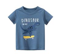 T Shirt Enfants Garçons 2026 Tee Tops Dinosaure De Bande Dessinée pour 17 Garçons Courts Bébé Chemises Enfant Uni Été Blanc Maillot De Sport