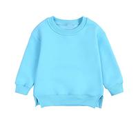 T-shirt Enfants Hauts Tout-petits Garçons Pull Polaire Sweatshirt Solide Plus Bébés Couleur Top Coat Tops, bleu, 6-9 mois