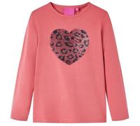 T-shirt enfants manches longues cœur paillettes rose VIDAXL - 5 dimensions disponibles 116 cm