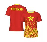 T-Shirt Été à Manches Courtes Imprimé Drapeau Vietnam pour Homme, Respirant Léger Course Cyclisme Sport Entraînement Décontracté Rassemblements